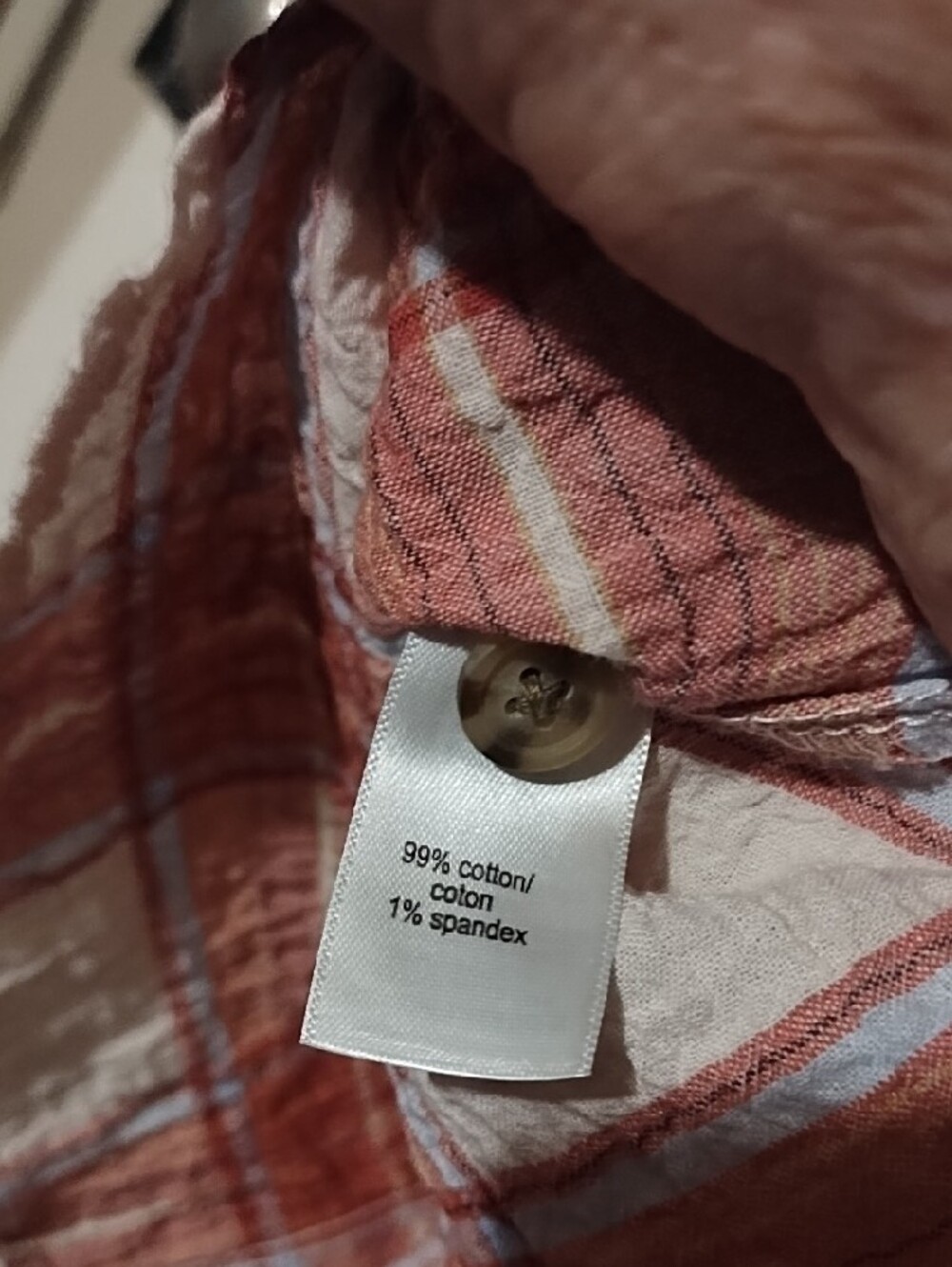 Maurices Rust and White Plaid Short-Sleeve Button-Down Shirt Like New 2X. - Picture 9 of 10
